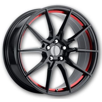 Performance Replicas Wheels PR193 17x9 Gloss Black Red Machined 5x114.3 +24mm 70.7mm