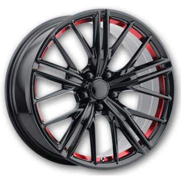 Performance Replicas Wheels PR194 20x11 Gloss Black Red Machined 5x120 +43mm 67.06mm