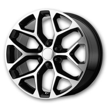 USA Replicas Wheels 781 Snowflakes 26x10 Black Machine Face 6x139.7 25mm 78.1mm