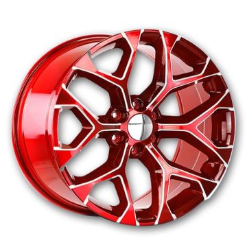 USA Replicas Wheels 781 Snowflakes 24x10 Candy Red Milled 6x139.7 30mm 78.1mm