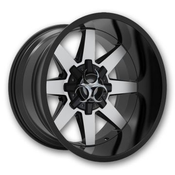 Toxic Off-Road Wheels Widow 20x10 Gloss Black and Machined 8x165.1 -25mm 125.2mm