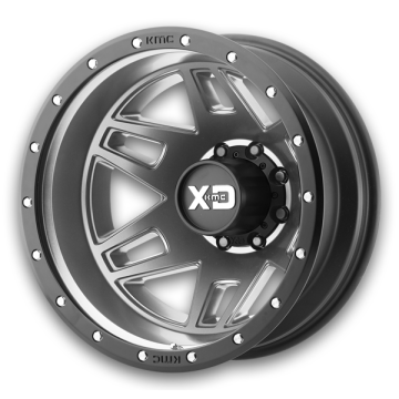 XD Series Wheels Machete Dually 17x6.5 Matte Gray w/ Black Ring - Rear 8x210 -155mm 154.3mm