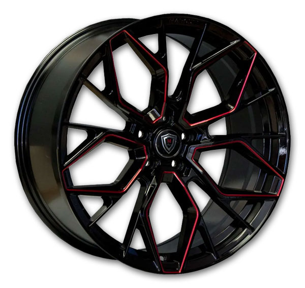 Gloss Black With Red Milled